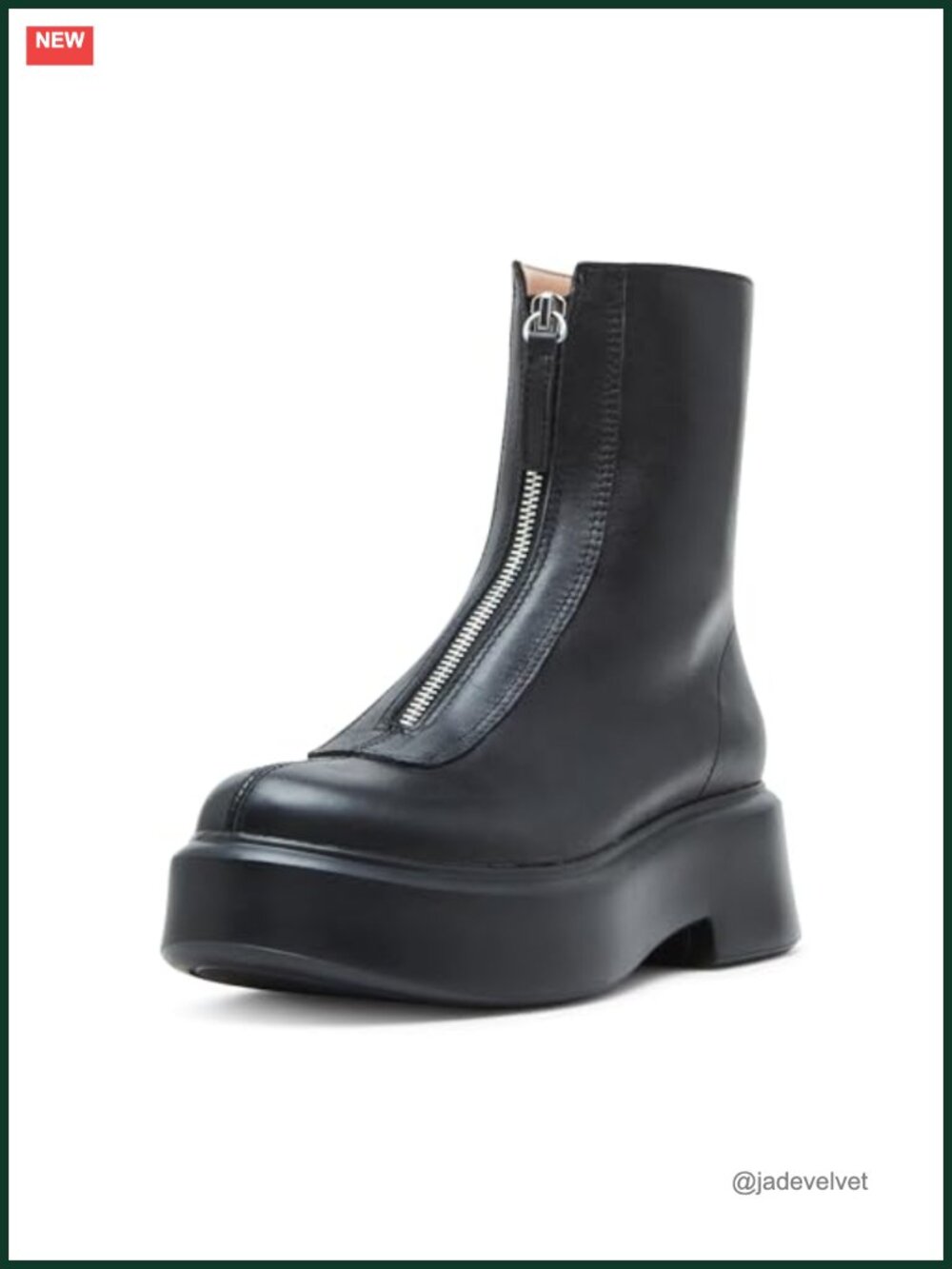Leather Ankle Bootie with Block Heel & Round Toe